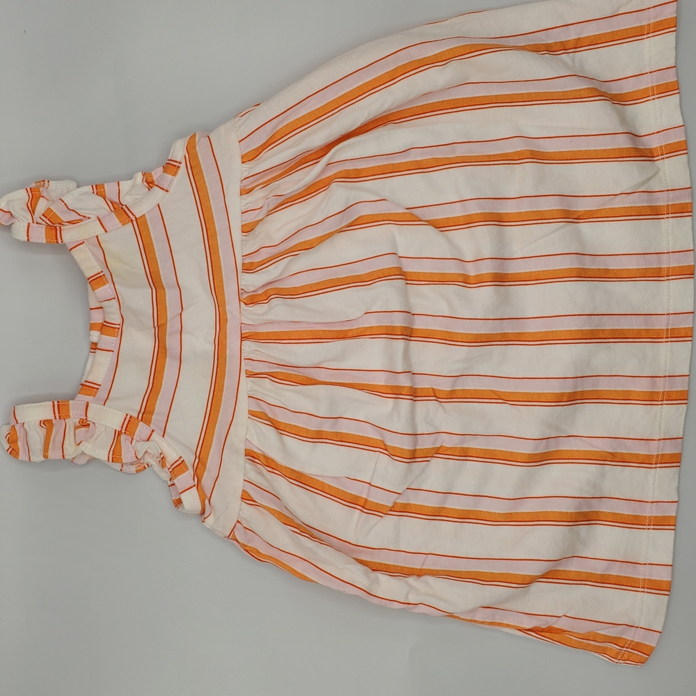 Baby Girl Sleeveless Striped Orange and White Dress Size 12 Months